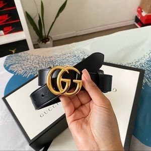 Pre-Loved GG Marmont leather belt(shiny)